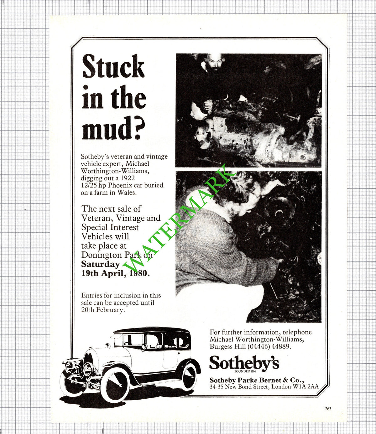 Michael Worthington-Williams Sotheby's Advert - 1980 Cutting