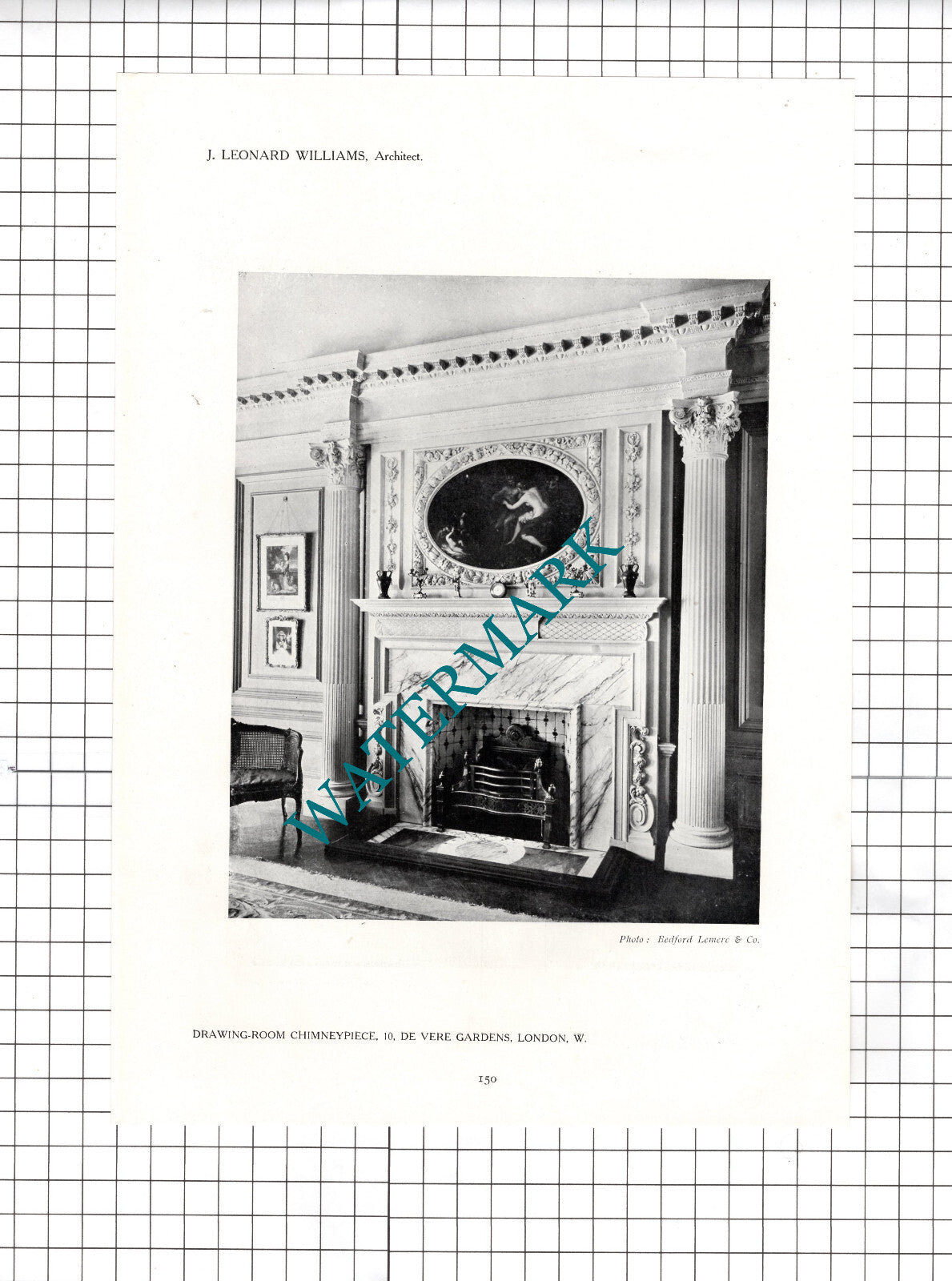 10 De Vere Gardens London J Leonard Williams Architect  - 1911 Cutting / Print