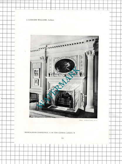 10 De Vere Gardens London J Leonard Williams Architect  - 1911 Cutting / Print