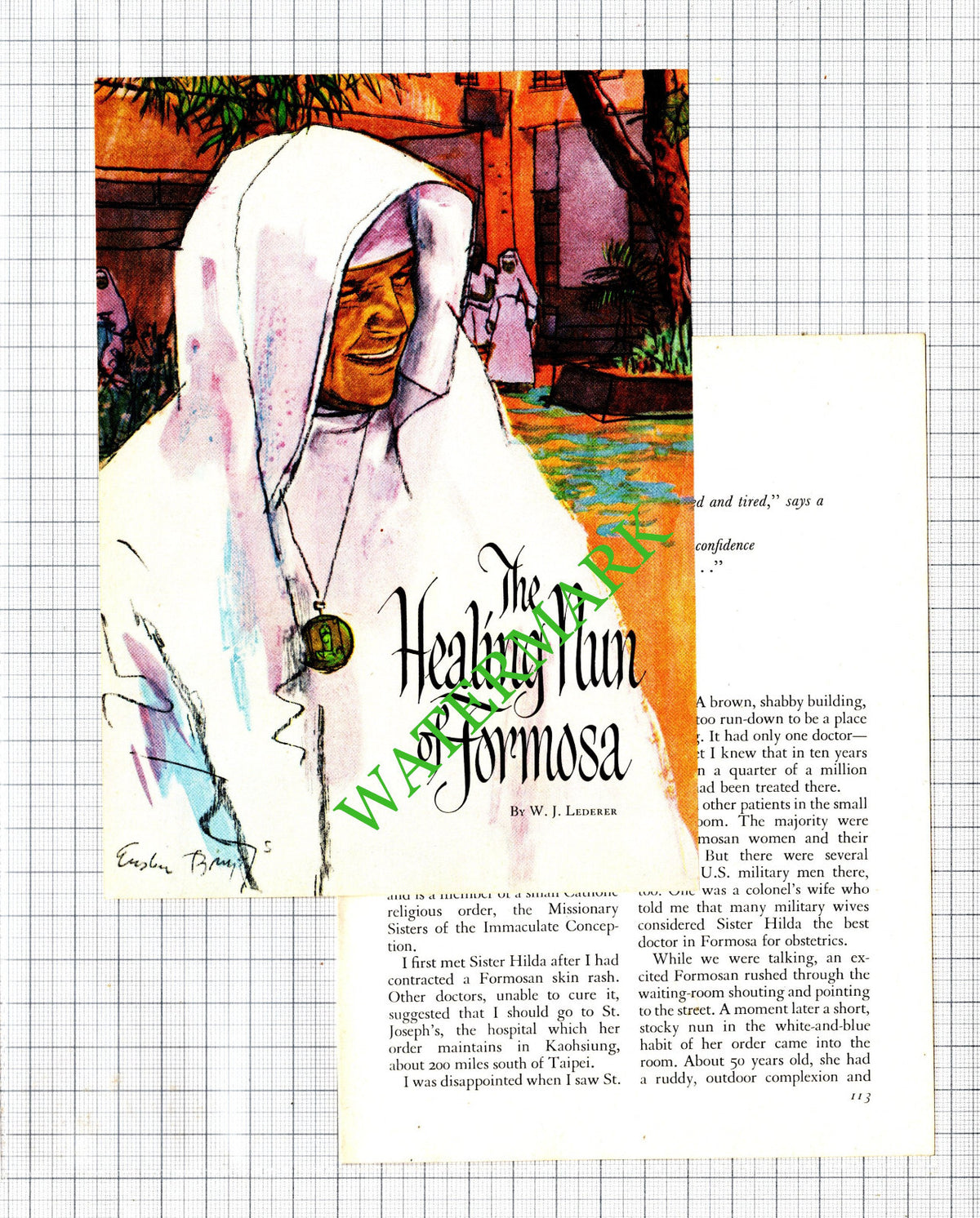 Sister Hilda Nun Kaohsiung Formosa  - 1961 Article