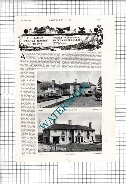 Romany Wentworth Virginia Water Surrey Mme de Lafont Paul Phipps - 1927 Article