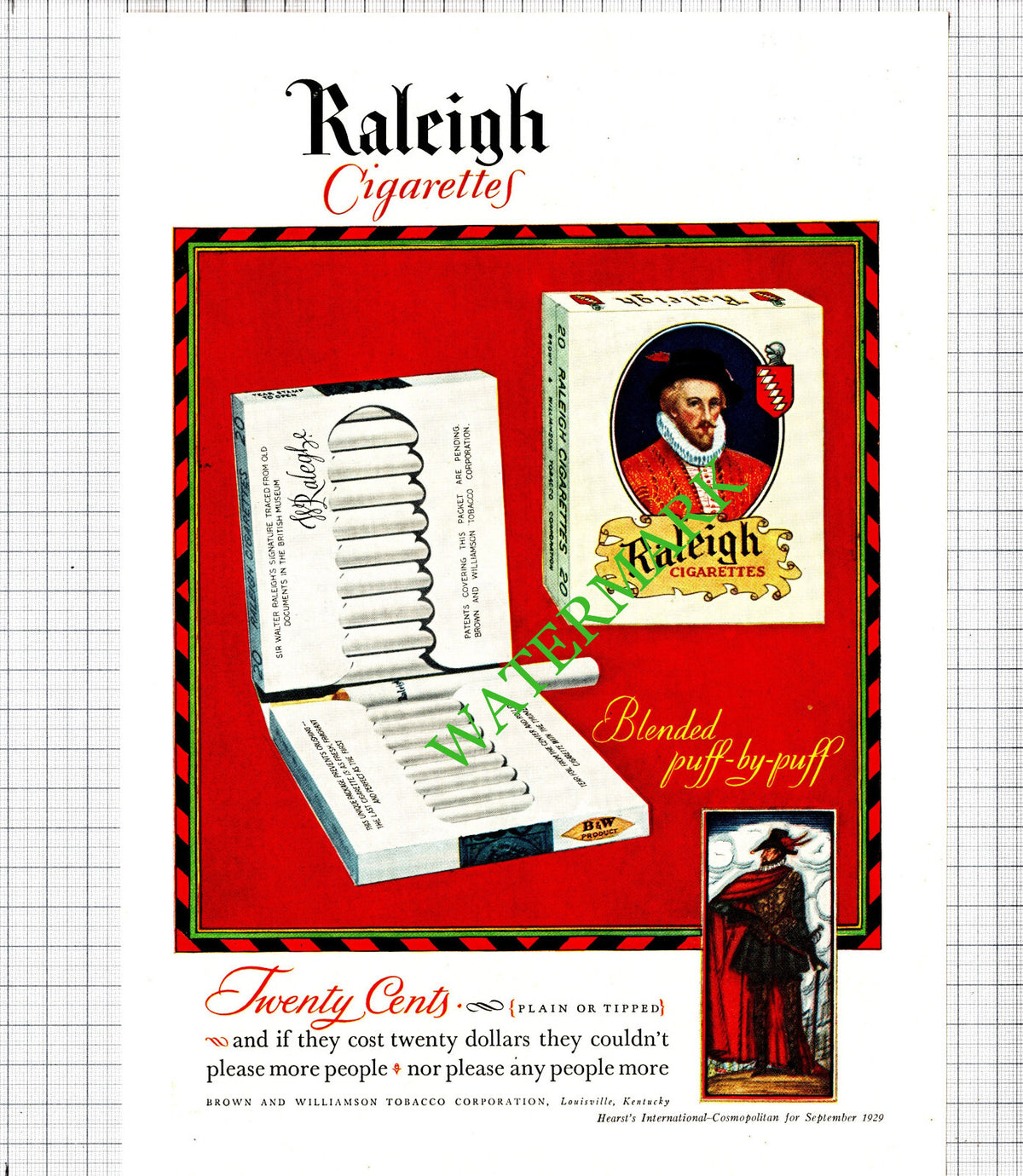 Walter Raleigh Cigarettes  / Beech Nut Fruit Drops ADVERT - 1929 Cutting