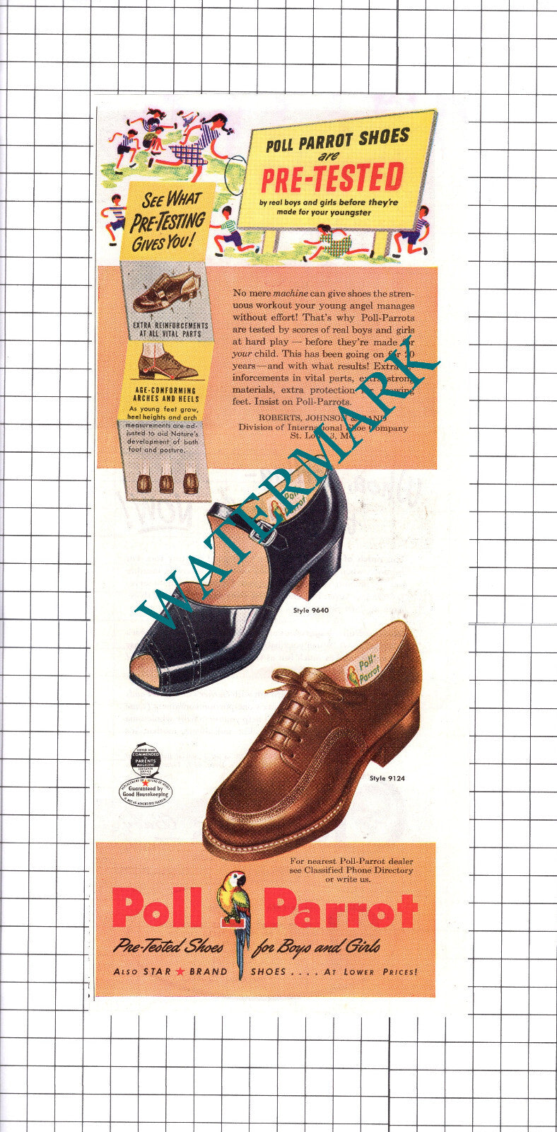 Poll Parrot Shoes Roberts Johnson & Rand ADVERT -   1947 Clipping / Print