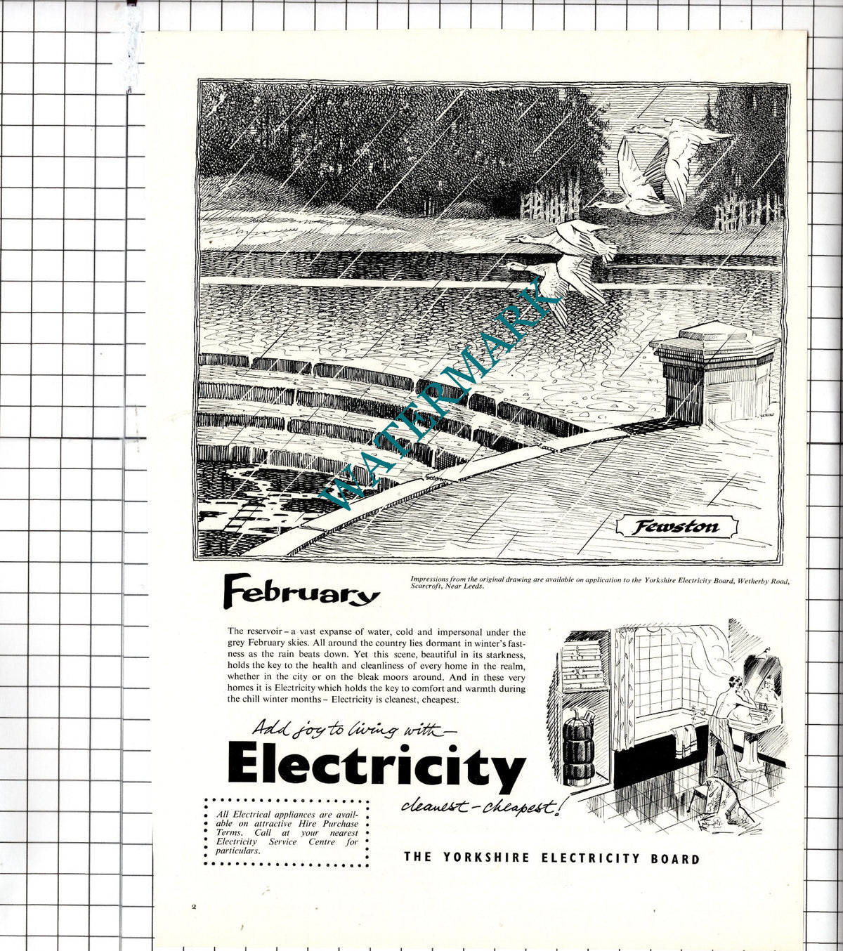 Fewston Reservoir Yorkshire Electricity Board Advert - 1957