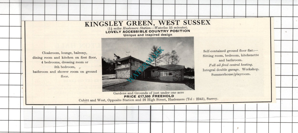 Kingsley Green Sussex House Sale Advert- 1967