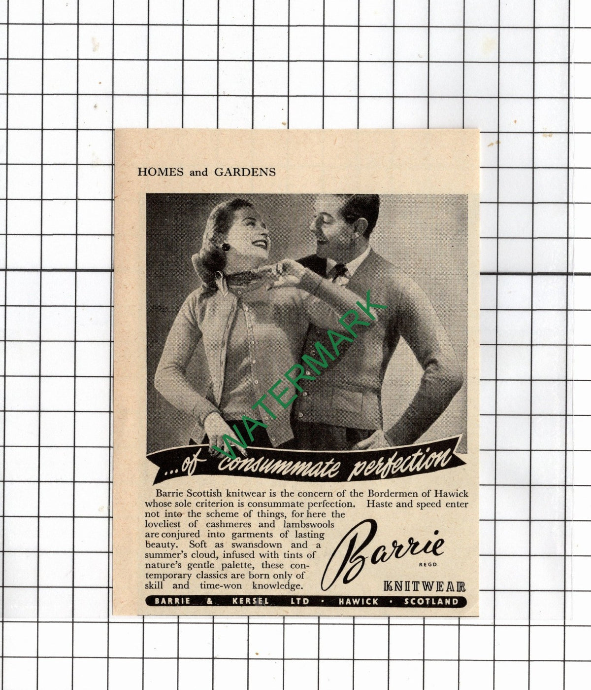 Barrie & Kersel Ltd Hawick Scotland Knitwear - 1955 Small Advert