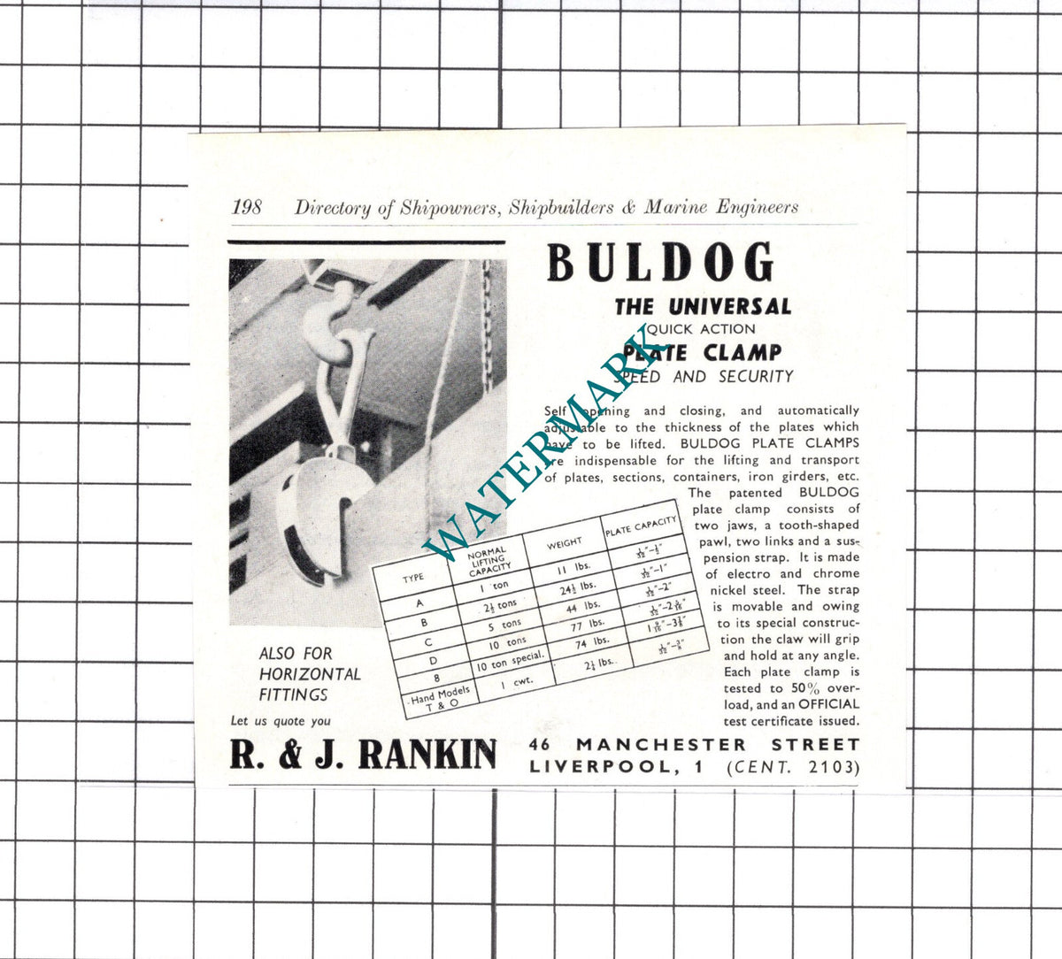 R & J Rankin Liverpool  - c.1957 SMALL ADVERT