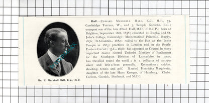 Edward Marshall Hall Brighton / Henry Andrade Harben Hounslow  -  1905 Clipping