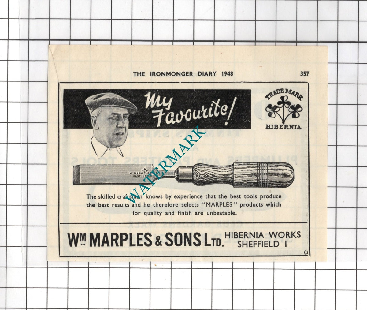 William Marples & Sons Ltd Sheffield / Cousins Tools Sheffield 1948 Small Advert