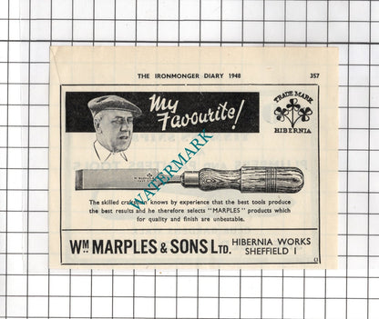 William Marples & Sons Ltd Sheffield / Cousins Tools Sheffield 1948 Small Advert