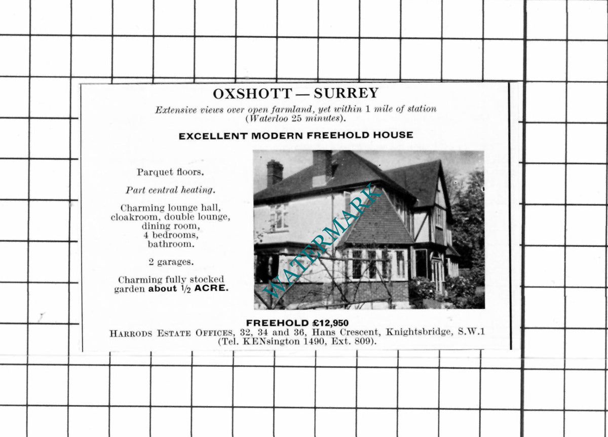 Rickmansworth Hertfordshire / Oxshott Surrey SMALL House Sale Advert - 1967