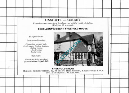 Rickmansworth Hertfordshire / Oxshott Surrey SMALL House Sale Advert - 1967