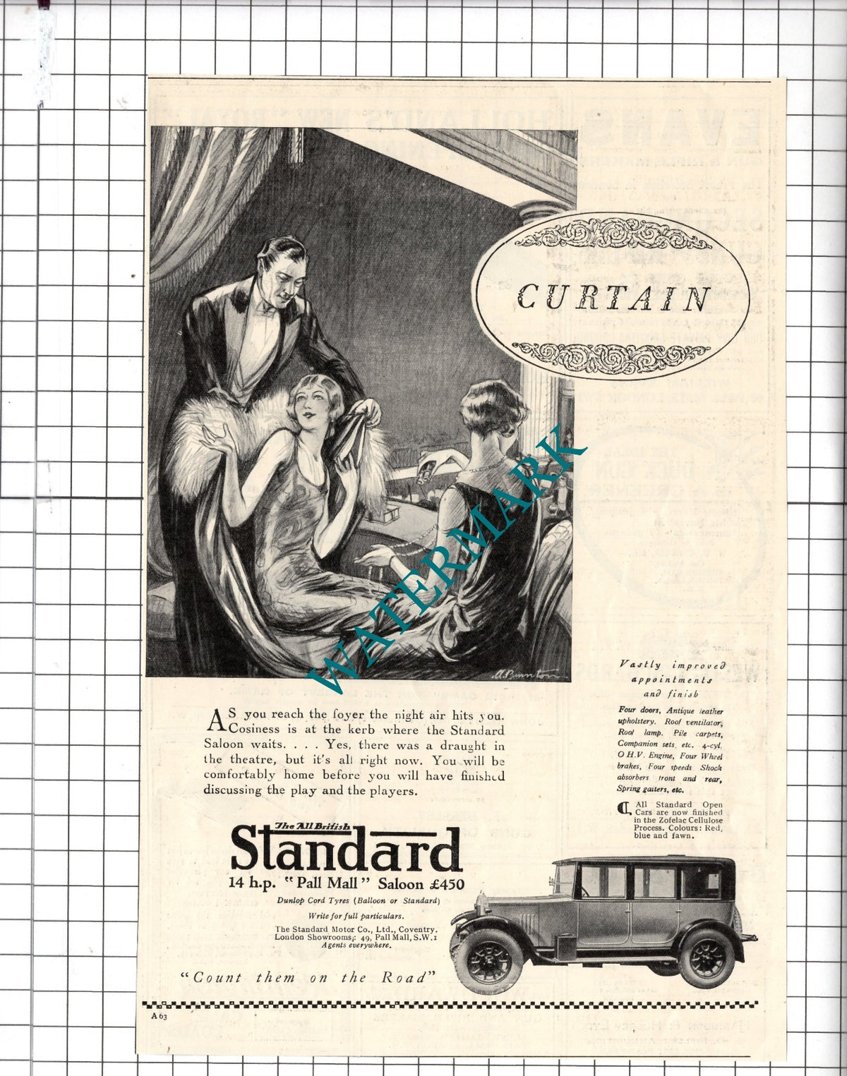 Standard Car Standard Pall Mall Saloon Advert - 1926