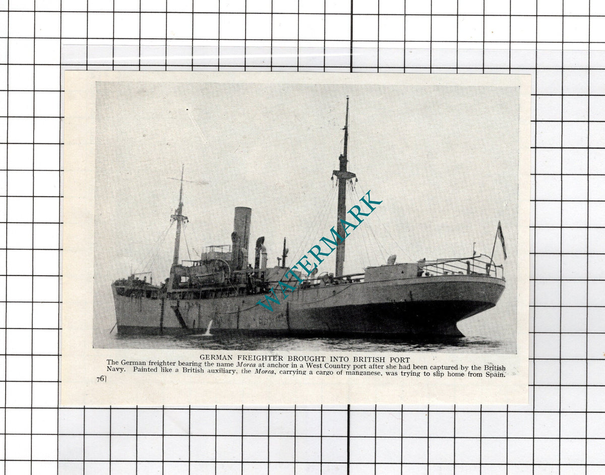German Freighter Ship MOREA WW2    - c.1940s Small Cutting