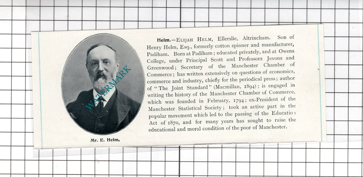 Elijah Helm Ellerslie Altrincham Cheshire Padiham - c.1900 Cutting