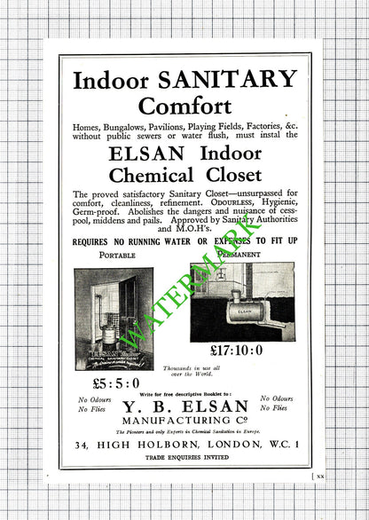 Y B Elsan Manufacturing Co / Russell Newbery & Co Altrincham - 1927 Cutting