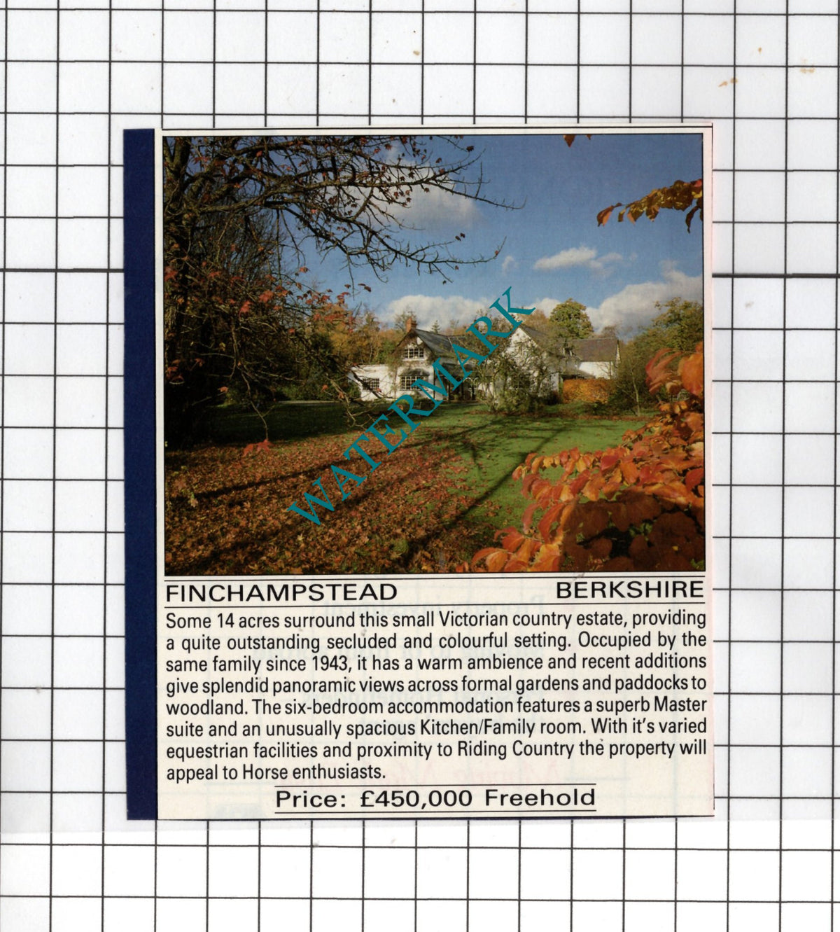 Finchampstead Berkshire  House Sale Advert - 1990 Small Advert