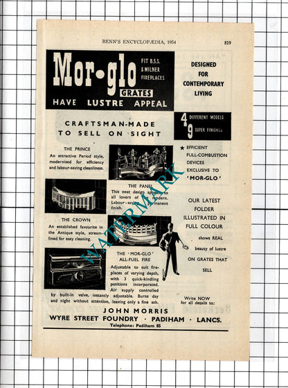 John Morris Padiham Lancashire / Jones & Sturdy Ltd Birmingham - 1954 Advert