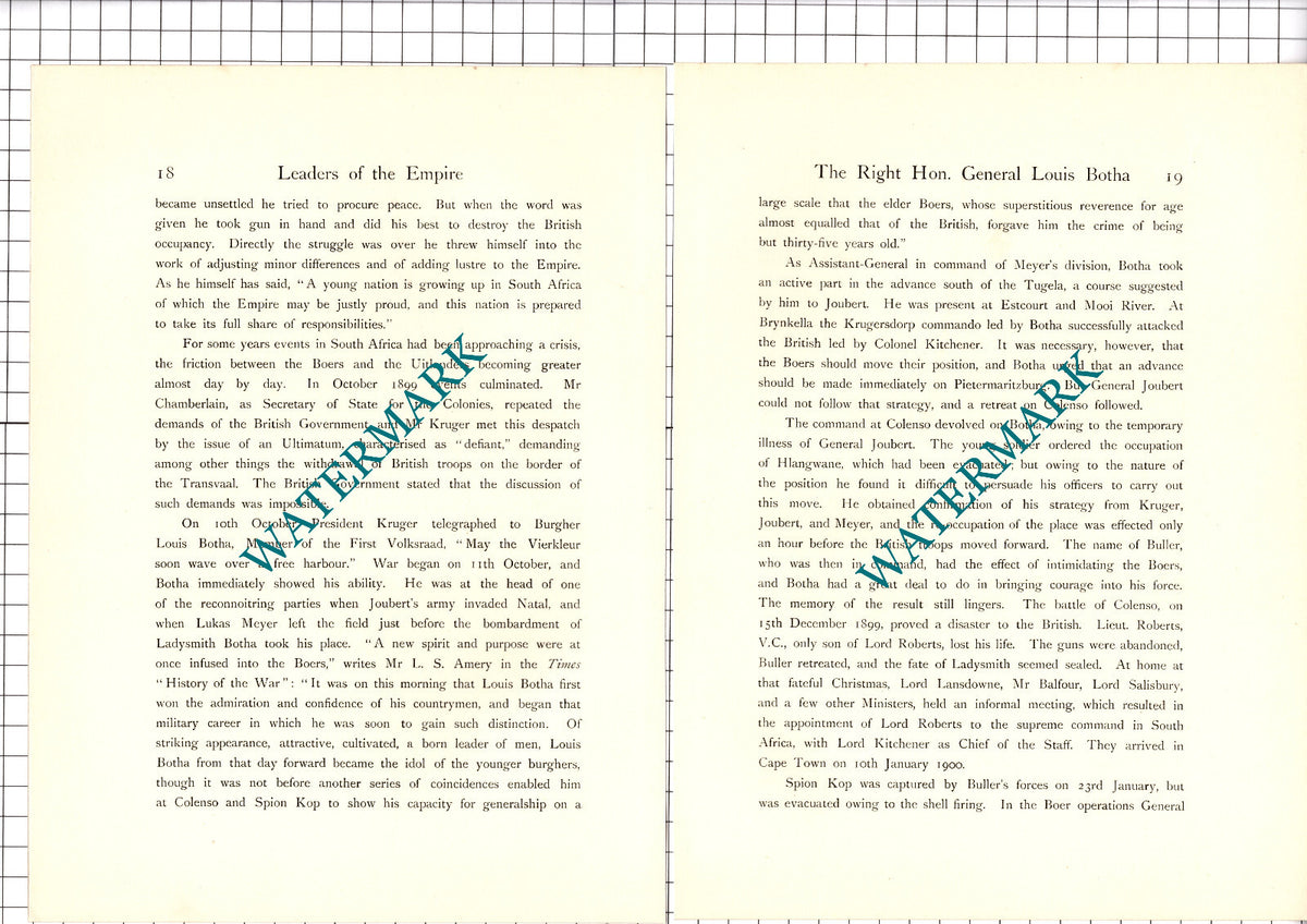 General Louis Botha  - c.1920 Print / Article