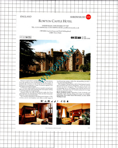 Rowton Castle Hotel Shrewsbury / Upper Brompton Farm Cross Houses - 2001 Advert