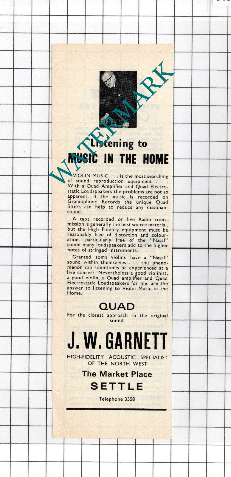 J W Garnettt Settle Yorkshire ADVERT - 1972 Cutting