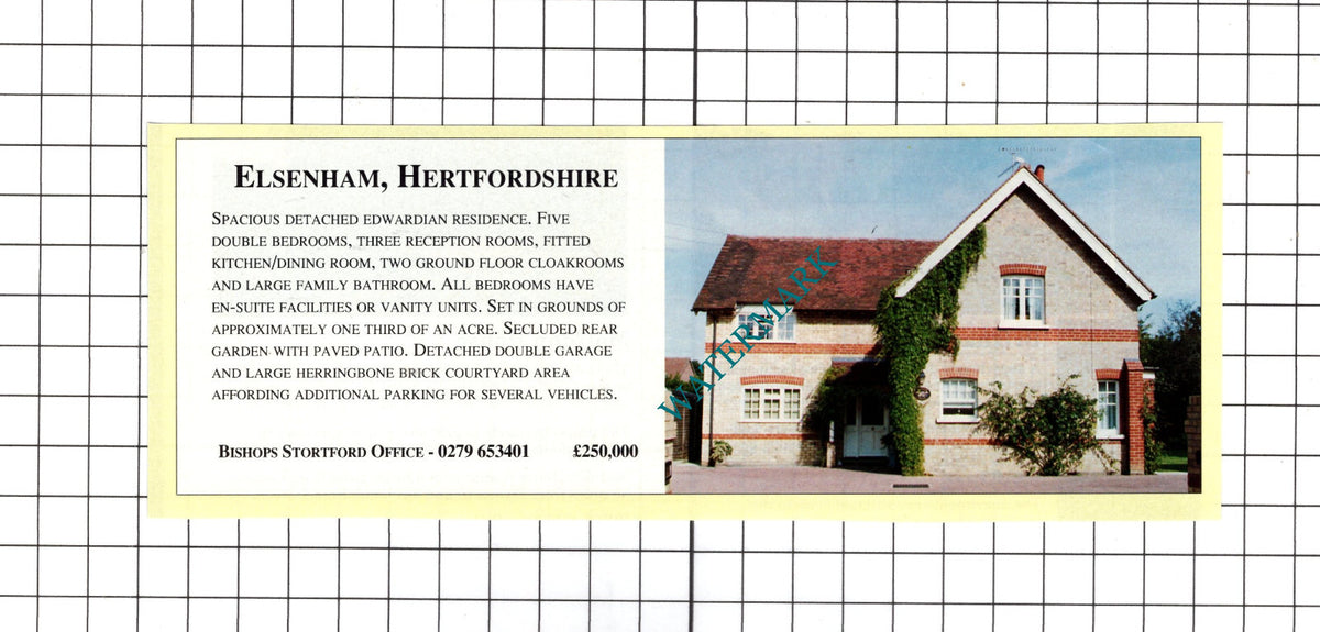 Elsenham Hertfordshire House Sale Advert - 1991 Clipping