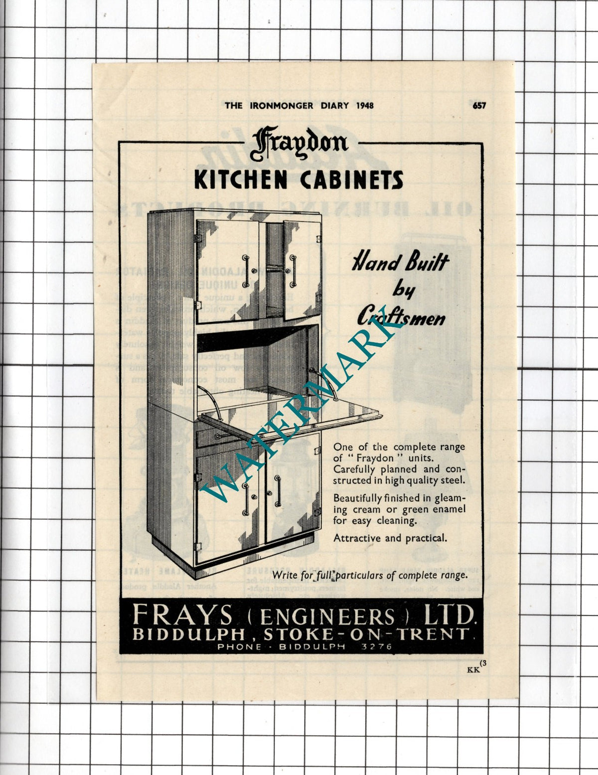 Frays Engineers Ltd Biddulph Stoke  Aladdin Industries Ltd Greenford 1948 Advert