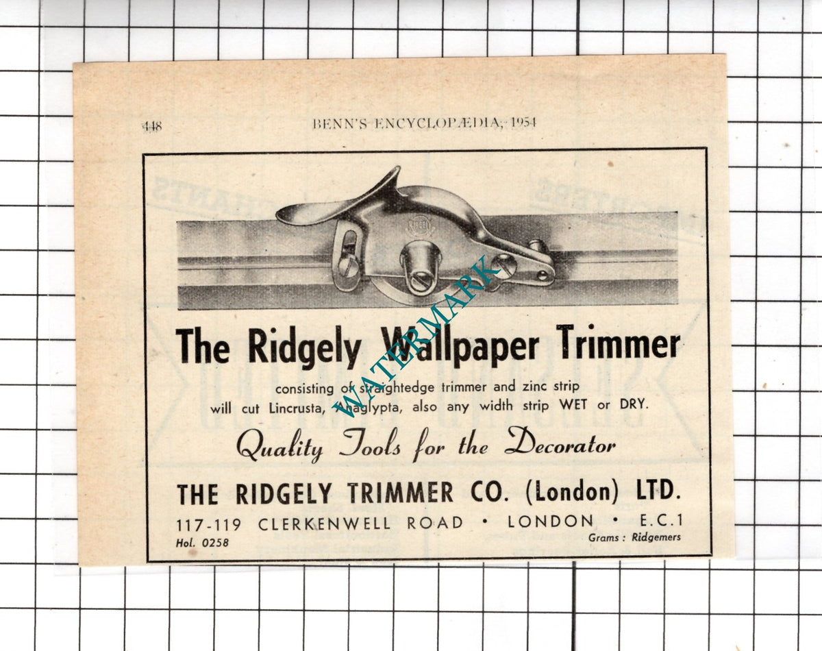 The Ridgeley Trimmer Co London Ltd  - 1954 Small Advert