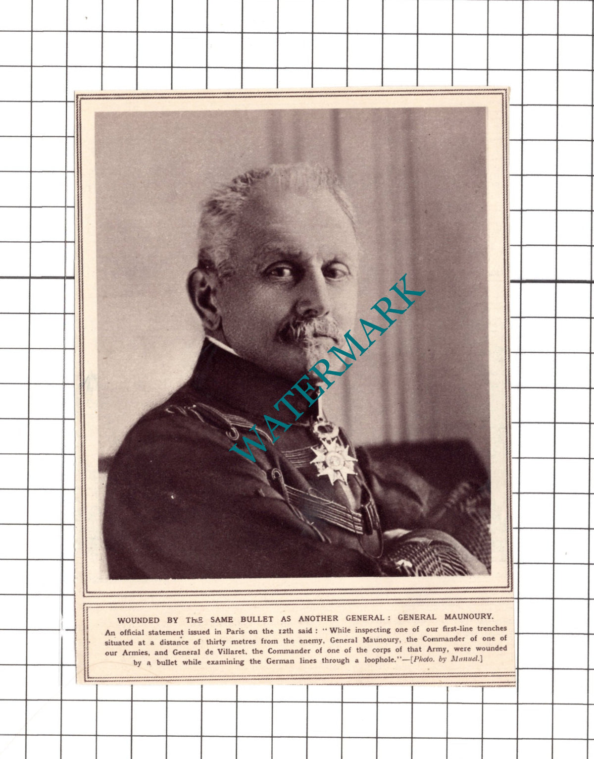 General Maunoury Great War - 1915 Clipping / Print