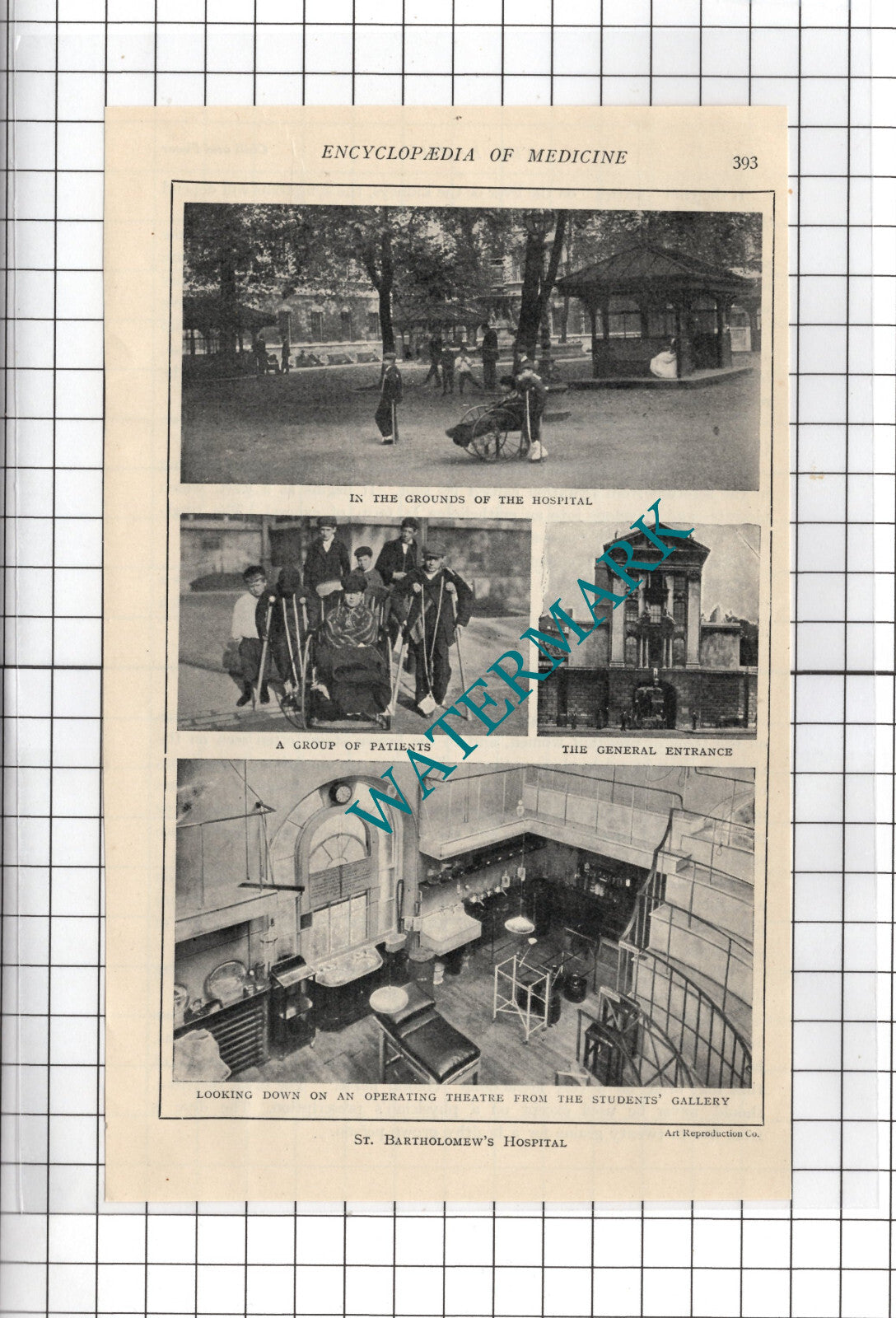 St Bartholomew's Hospital London - c.1914  Cutting
