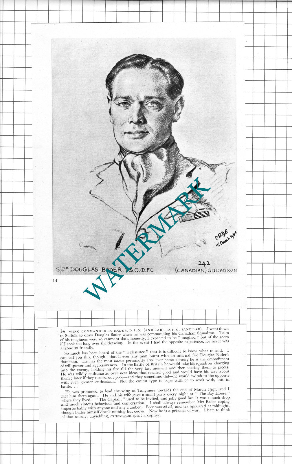 S/L A H Boyd / S/L Douglas Bader WW2 Pilot - 1942 Book Print & Short Text