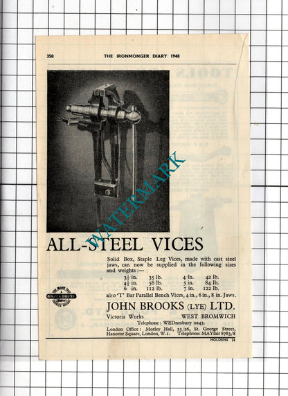 Heath & Pond Ltd Birmingham / John Brooks (Lye) Ltd West Bromwich - 1948 Advert
