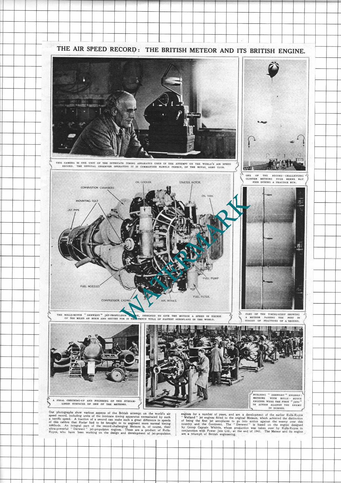 Comm Harold Perrin British Meteor World Air Speed Record - 1945 Clipping