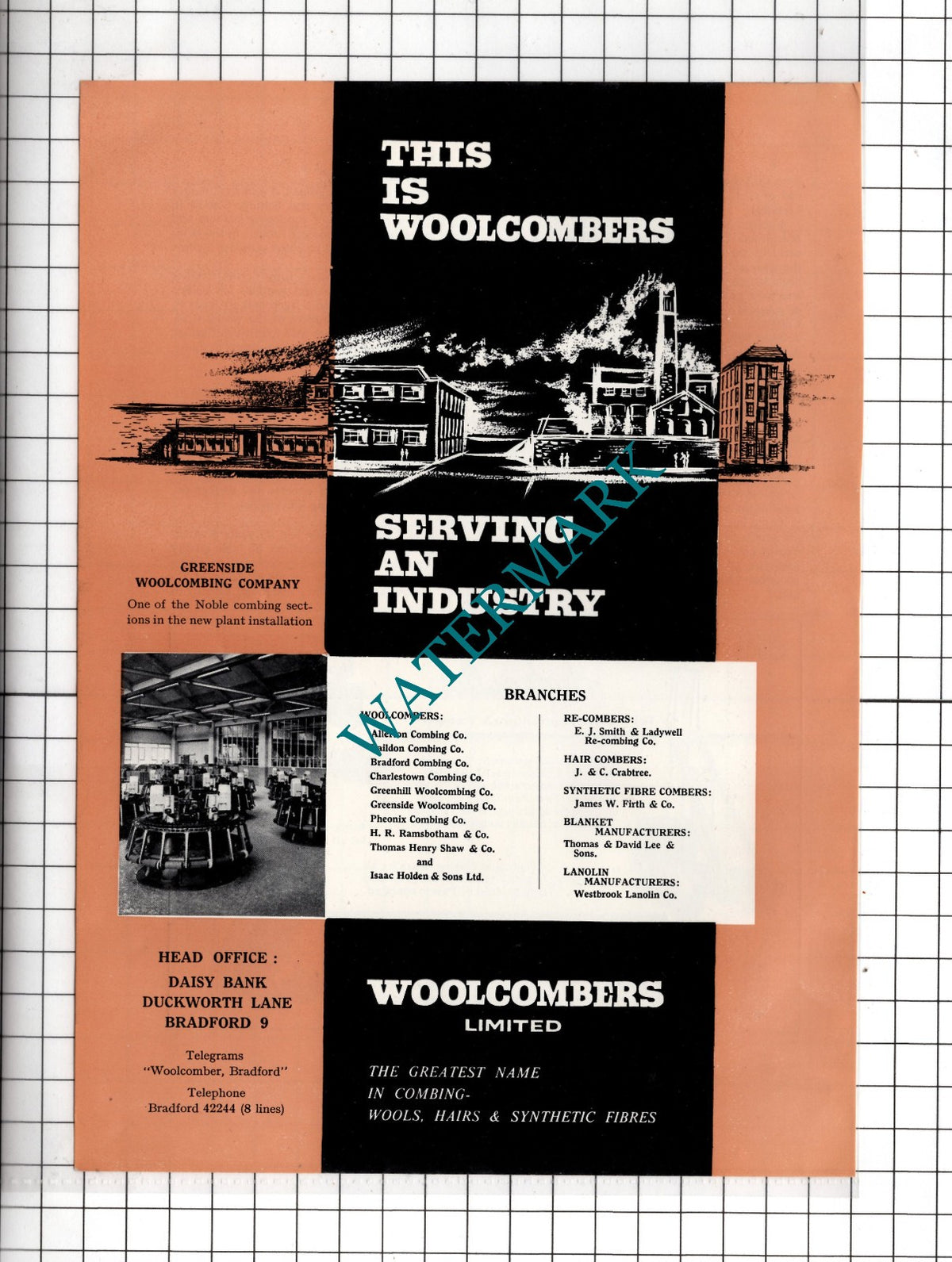 Woolcombers Ltd  Bradford Yorkshire -  c.1962 Advert