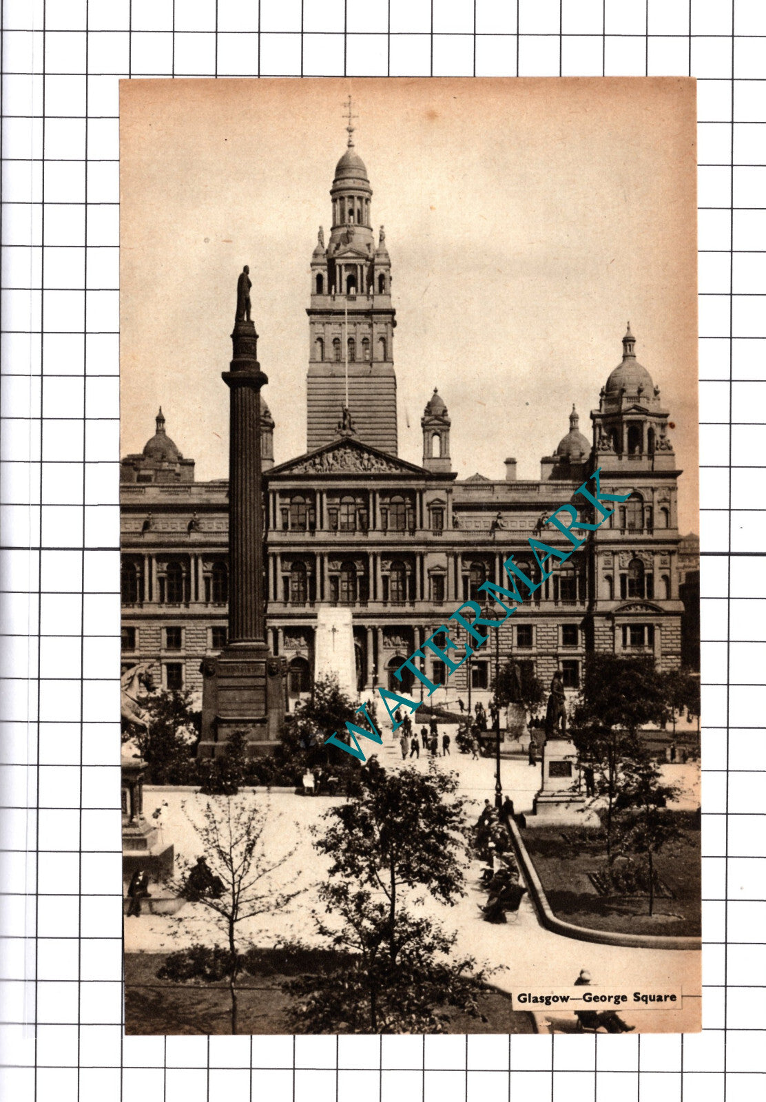 Glasgow George Square - 1939 Cutting / Print