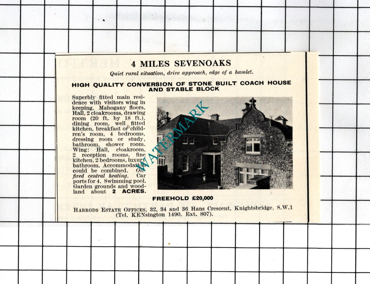 Sevenoaks Kent  - 1967 SMALL House Sale Advert