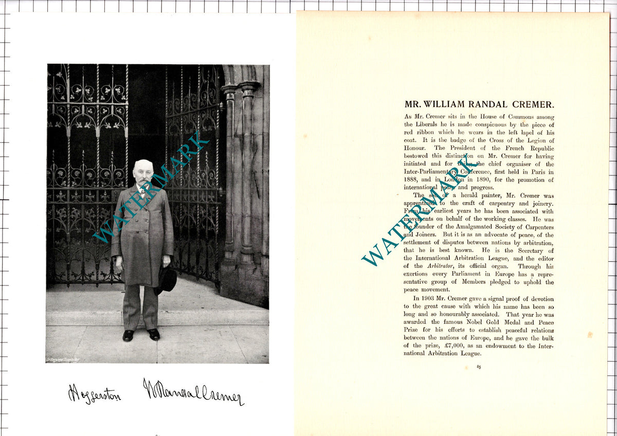 Mr William Randal Cremer    - c.1904 Article / Print