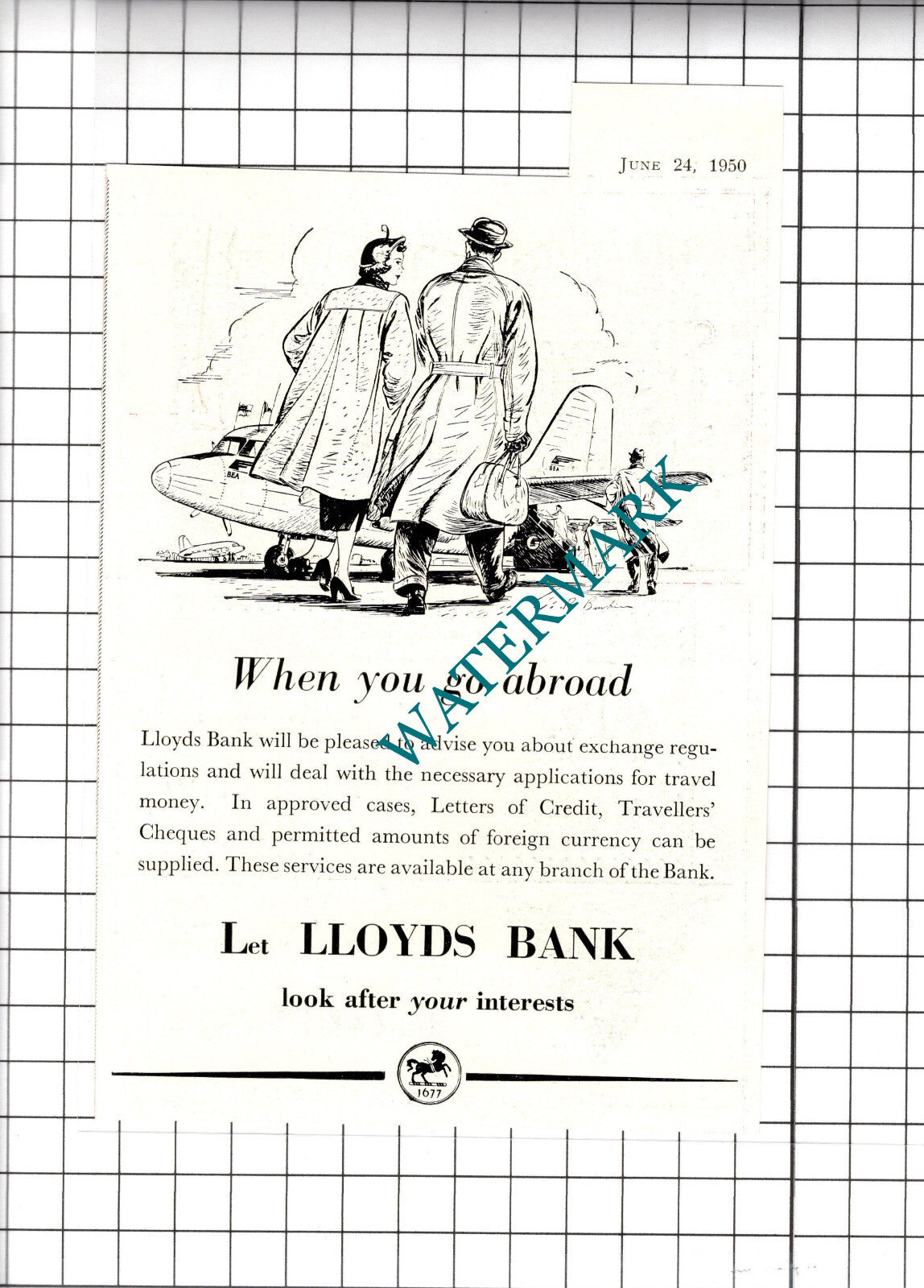 Lloyds Bank Advert  - 1950 Small Cutting