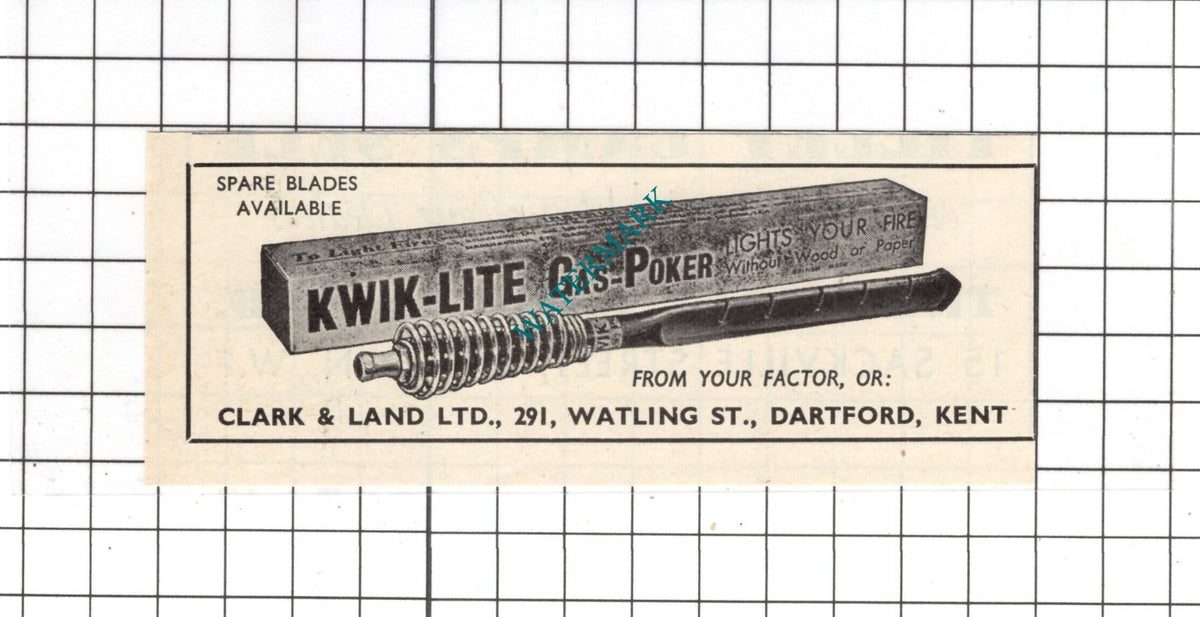 Clark & Land Ltd 291 Watling Street Dartford Kent Kwik-Lite  - 1954 SMALL Advert