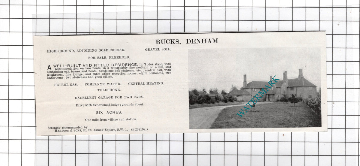 Denham Buckinghamshire - 1927 House Sale Advert