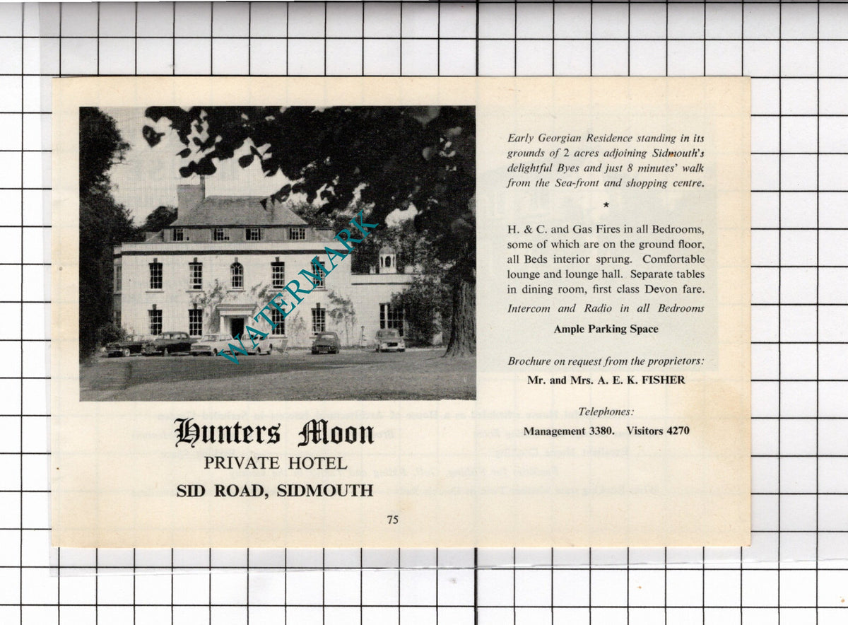 Hunters Moon Hotel Sidmouth Devon  /  Ascerton House Sidmouth - 1968 ADVERT