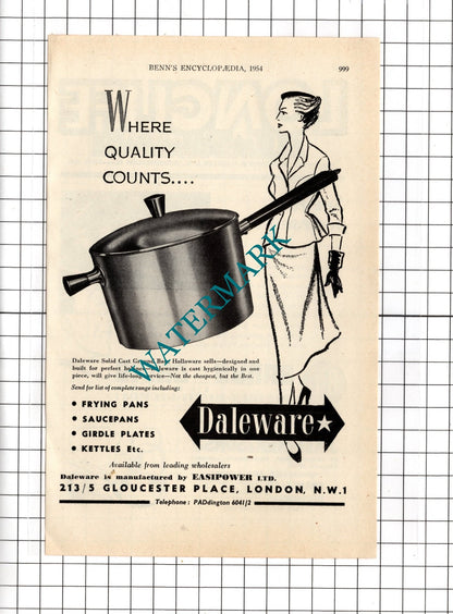 Daleware Easipower Ltd London Banks & Davis Ltd Deritend Birmingham 1954 Advert