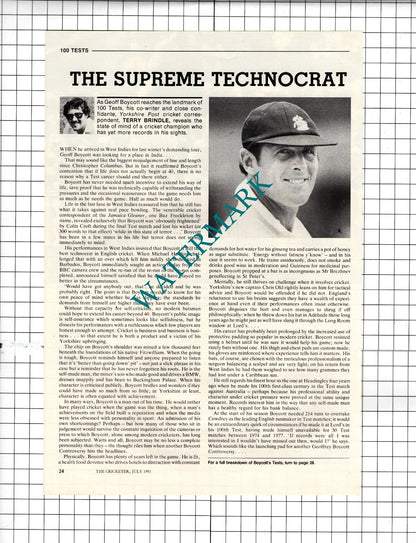 Geoff Boycott Cricketer Cricket  - 1981 Article