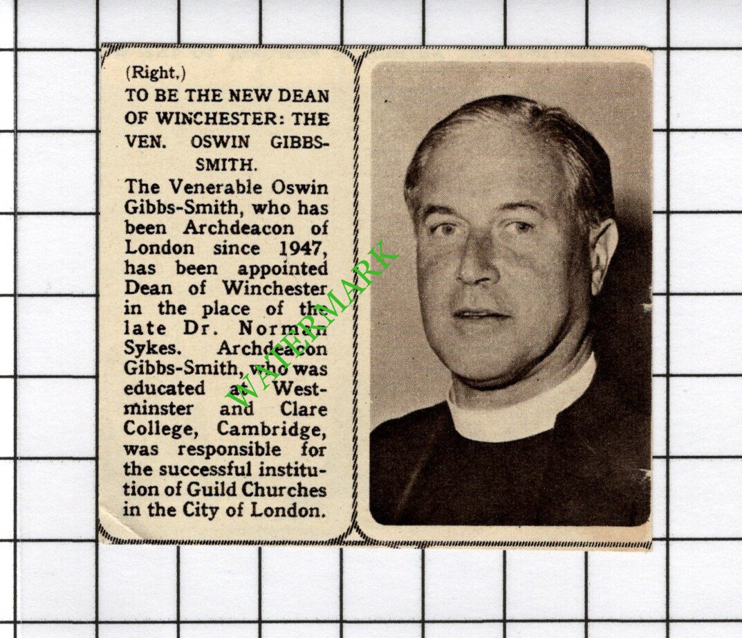 The Ven Oswin Gibbs-Smith  - 1961 SMALL Cutting