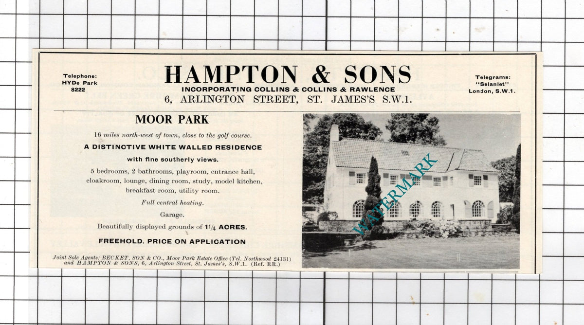 Moor Park Hertfordshire  - 1967  House Advert