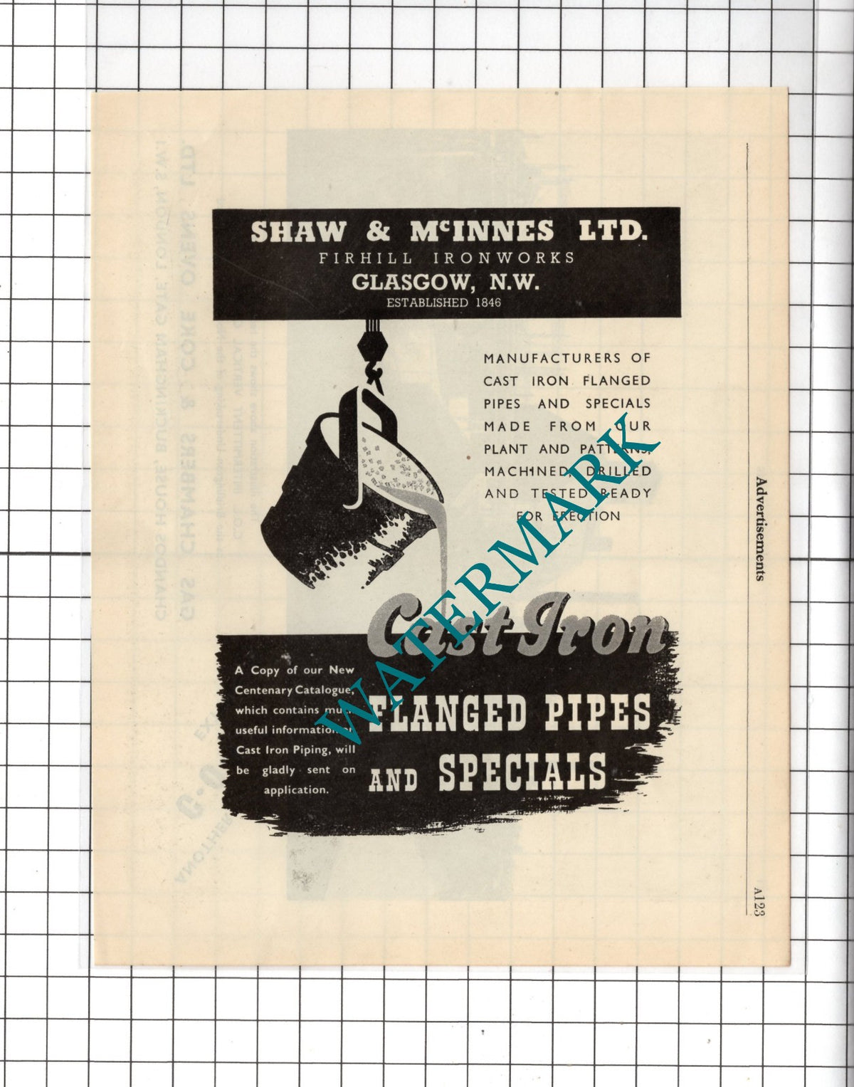 Bridlington Gas Chambers & Coke Ovens  / Shaw & McInnes Ltd Glasgow -1951 Advert