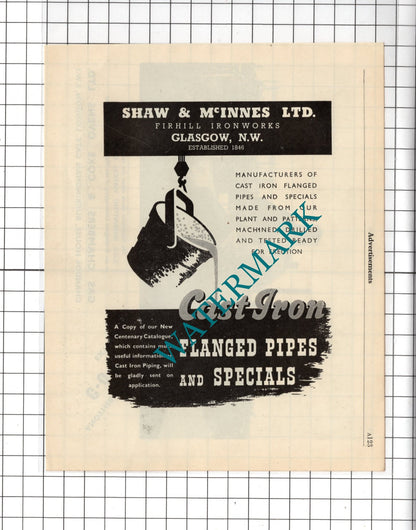 Bridlington Gas Chambers & Coke Ovens  / Shaw & McInnes Ltd Glasgow -1951 Advert