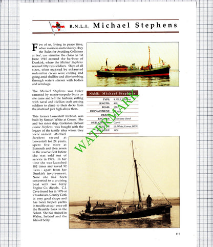 RNLI Lifeboat MICHAEL STEPHENS / CECIL & LILIAN PHILPOTT Dansie - 1980's Cutting