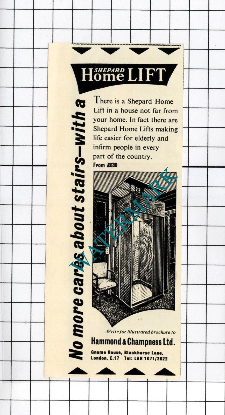 Hammond & Champness Ltd London Shepard Lift - 1963 Small Advert