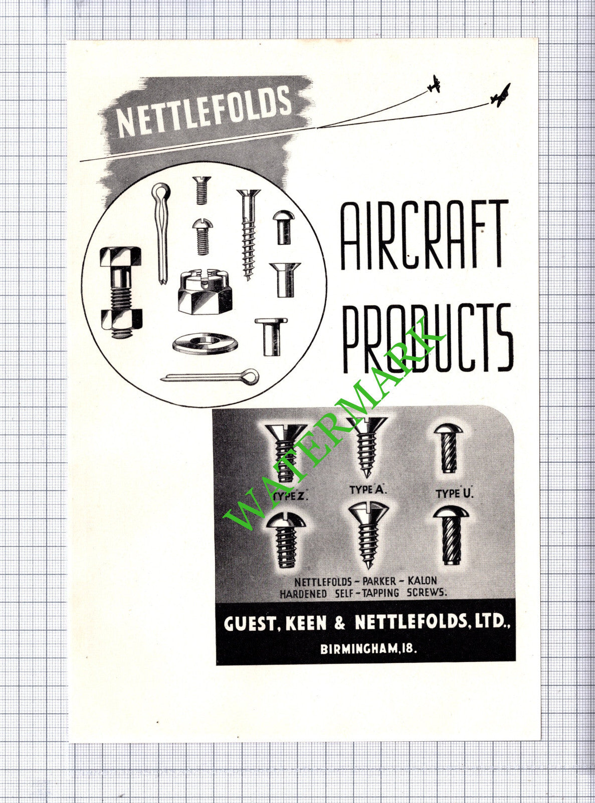Guest Keen & Nettlefolds / Frog Model Aircraft ADVERT -  1942 Cutting / Print